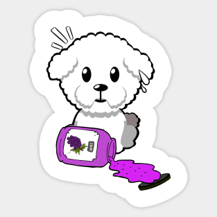 Funny furry dog spilled grape jam Sticker